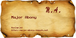 Major Abony névjegykártya